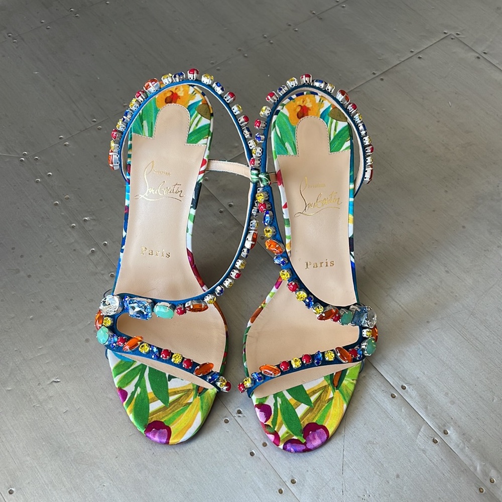 Christian louboutin Rosapetra multi color stiletto sandal 100mm sz 39 - Picture 3 of 11